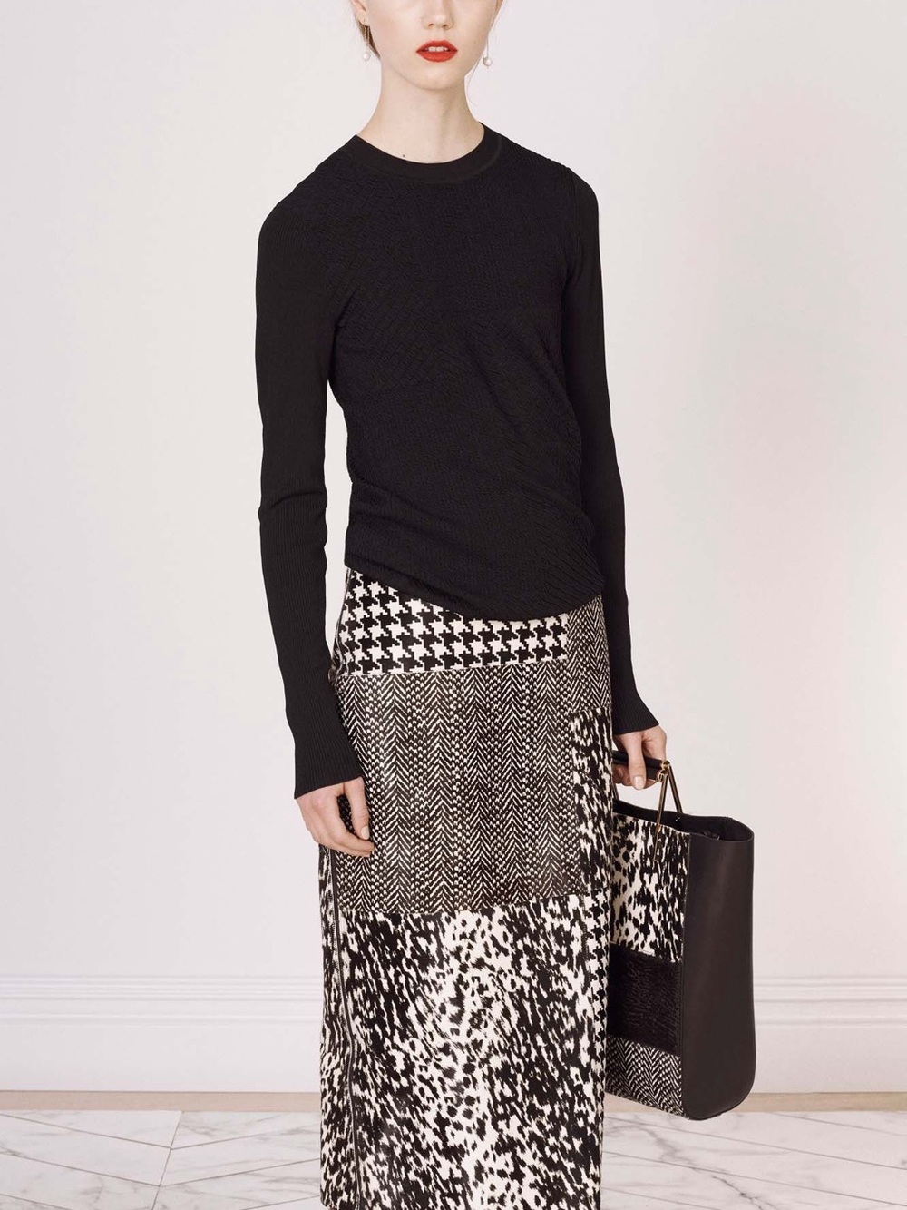 Jason Wu Black and White Patchwork Maxi Skirt